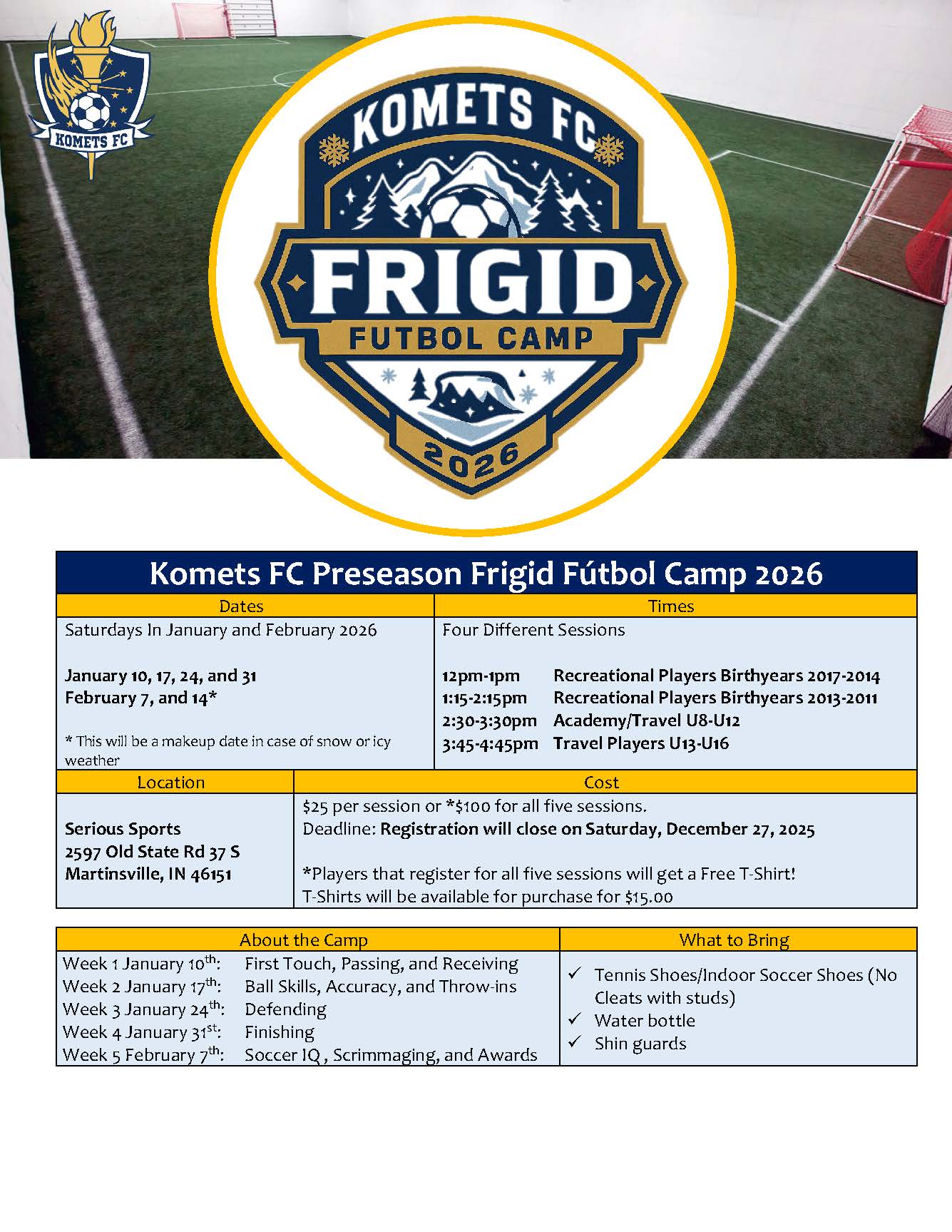 Komets FC Frigid Futbol Camp Without Link